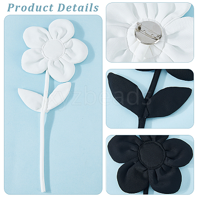2Pcs 2 Colors Polyester & Cotton Flower Lapel Pins for Clothes JEWB-CY0001-05-1