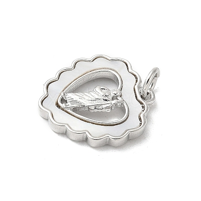 Brass Pave Natural White Shell Religion Pendants KK-S522-23P-B-1