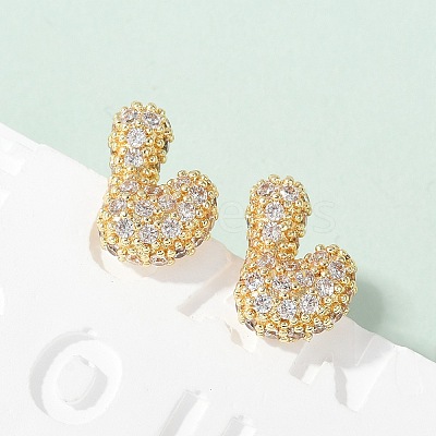 Brass Micro Pave Cubic Zirconia Stud Earrings EJEW-Z091-04G-L-1