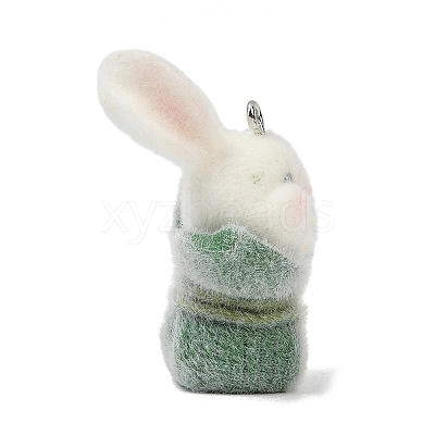 Animal Theme Flocky Opaque Resin Pendants RESI-H042-01P-11-1