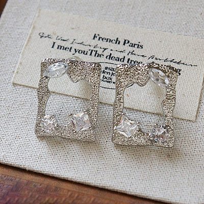 Brass Pave Cubic Zirconia Stud Earrings WGD8924-04-1