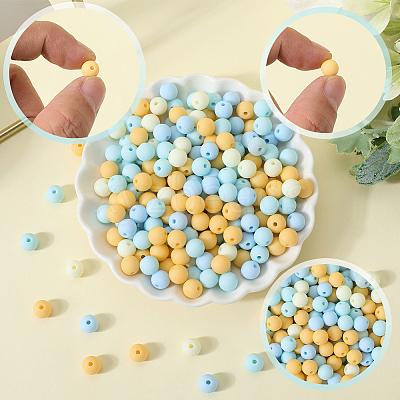 500Pcs Rubberized Style Imitated Silicone Acrylic Beads OACR-SP0001-33F-1