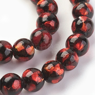 Handmade Silver Foil Glass Lampwork Beads LAMP-P051-G07-6mm-1