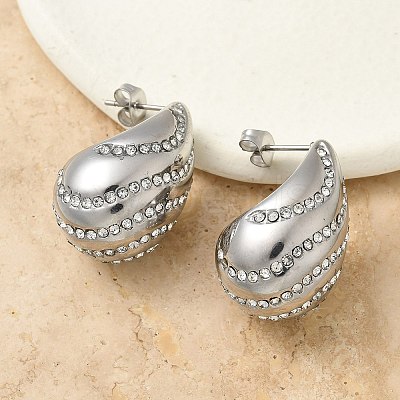 304 Stainless Steel Teardrop Stud Earrings EJEW-B108-07P-1