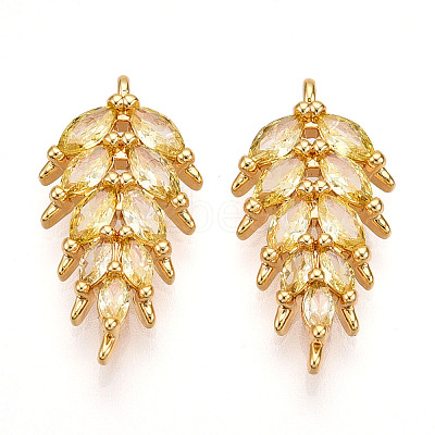 Brass Micro Pave Cubic Zirconia Pendants KK-N261-95A-G-1