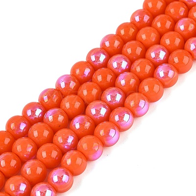 Electroplate Opaque Glass Beads Strands EGLA-Q132-6MM-01C-04-1