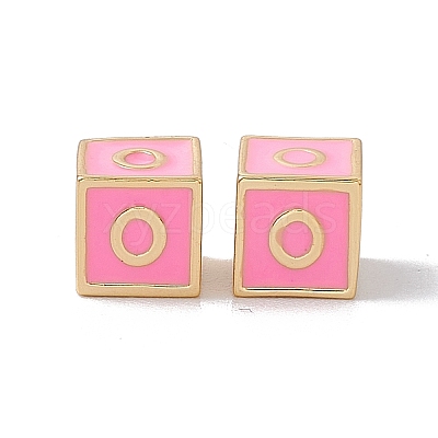 Rack Plating Brass Enamel Beads KK-B060-04G-05O-1