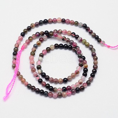 Natural Multicolor Tourmaline Round Bead Strands X-G-I162-01-3mm-1