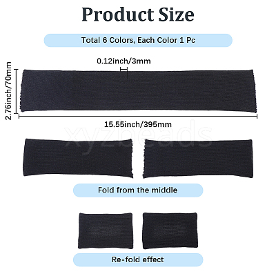 6Pcs 6 Colors Cotton Spandex Long Elastic Rib Cuffs AJEW-GF0014-32-1
