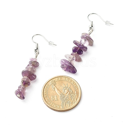 Natural Amethyst Chip Beads Dangle Earrings EJEW-JE04649-05-1
