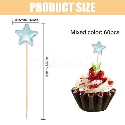 12 Sets 6 Colors PU Leather Cake Toppers with Bamboo Stick FIND-CA0009-83-1