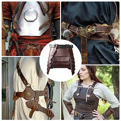 Medieval Viking PU Leather Belt Skirt AJEW-WH20077-031D-1