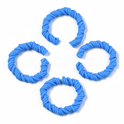 Polymer Clay Twist Rope Open Ring CLAY-N010-031-06-1