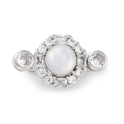 Brass Micro Pave Clear Cubic Zirconia Box Clasps KK-P291-28P-1