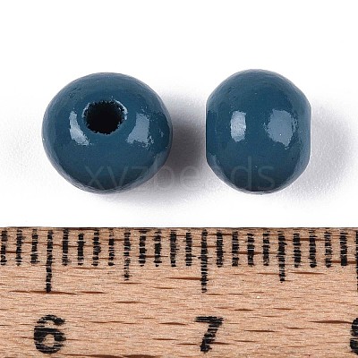 Spray Painted Round Natural Schima Wood Beads WOOD-A018-8mm-16-1