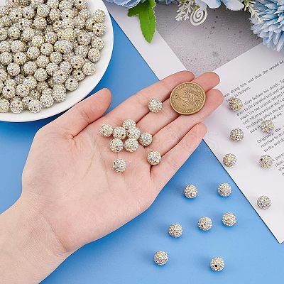 200Pcs Pave Disco Ball Beads RB-PH0001-50B-1