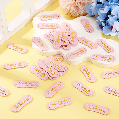 40Pcs PU Leather Craft Label Tags DIY-TADJ0001-22F-1