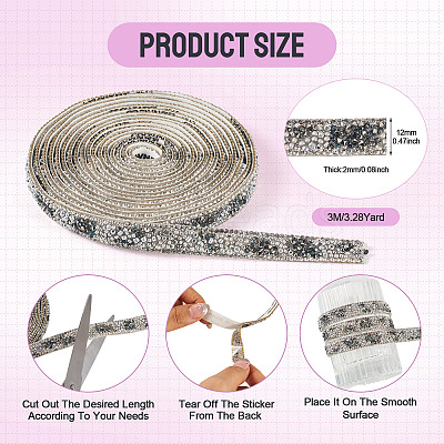 Hotfix Rhinestone Ribbon Trimming DIY-TAC0051-002E-1-1