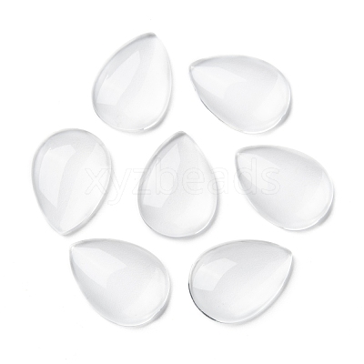 Transparent Teardrop Glass Cabochons GGLA-R024-25x18-1