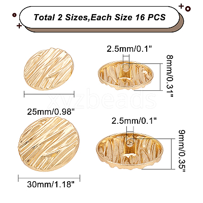 32Pcs 2 Style 1-Hole Alloy Shank Buttons BUTT-GA0001-02LG-1