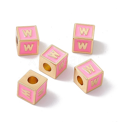 Rack Plating Brass Enamel Beads KK-B060-04G-05W-1
