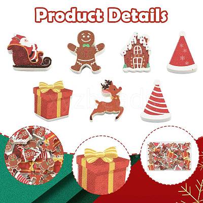 42Pcs 7 Styles Christmas Printed Schima Wood Beads WOOD-FS0002-49-1
