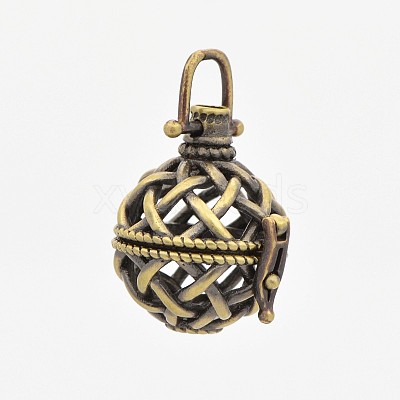 Brass Hollow Cage Pendants KK-P141-12-1