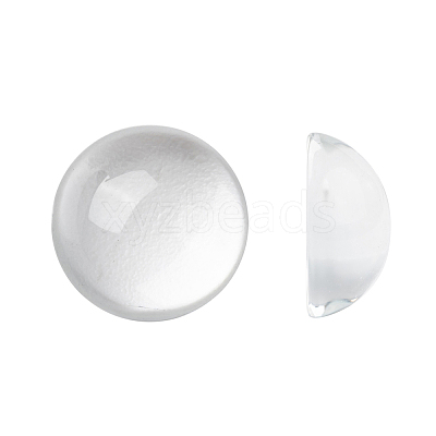 Transparent Half Round Glass Cabochons X-GGLA-R027-14mm-1
