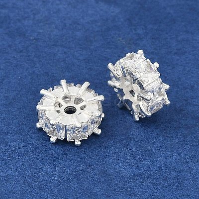 Brass Micro Pave Cubic Zirconia Beads KK-H202-10S-1
