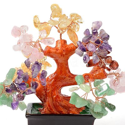 Natural Gemstone Chips Money Tree Bonsai Display Decorations DJEW-B007-08B-1