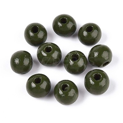 Spray Painted Round Natural Schima Wood Beads WOOD-A018-8mm-14-1