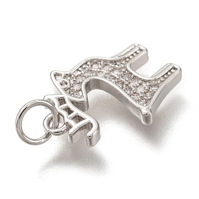 Brass Micro Pave Clear Cubic Zirconia Pendants ZIRC-B002-45P-1