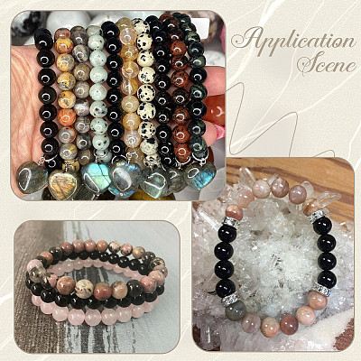 2 Strands Round Natural Black Onyx(Dyed & Heated) Beads Strands G-SP0001-24-1
