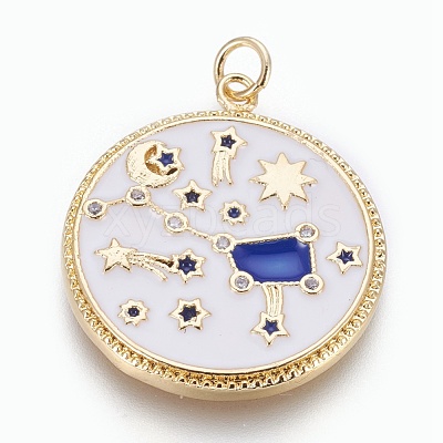 Brass Cubic Zirconia Pendants KK-O113-06C-1