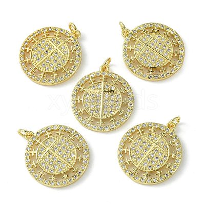 Rack Plating Brass Micro Pave Cubic Zirconia Pendants KK-K332-13G-1