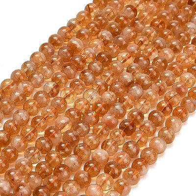 Hearted Natural Citrine Beads Strands G-L663-A02-6mm-1