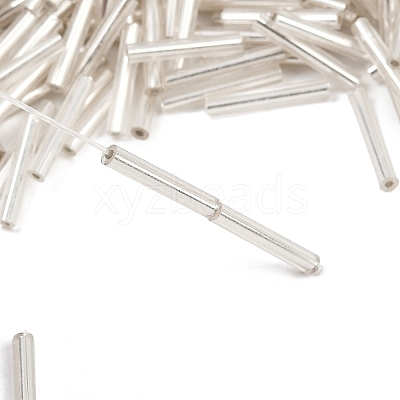 Silver Lined Transparent Glass Bugle Beads SEED-R028-2x15-B02-1