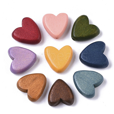 Painted Natural Wood Beads X-WOOD-R265-08-1