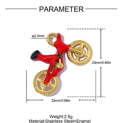 304 Stainless Steel with Red Enamel Pendants SA-OY001-81G-1
