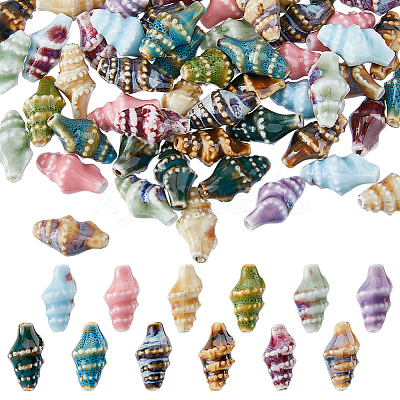 60Pcs 12 Colors Handmade Porcelain Beads PORC-HS0001-07-1