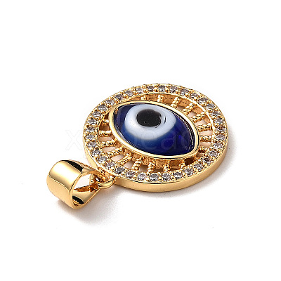 Lampwork Evil Eye Pendants with Clear Cubic Zirconia ZIRC-L102-11G-04-1