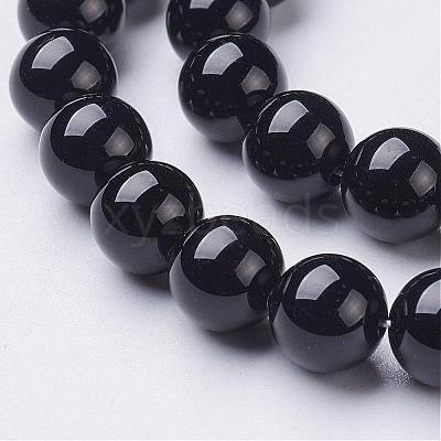Natural Black Onyx Round Beads Strands GSR8mmC097-1