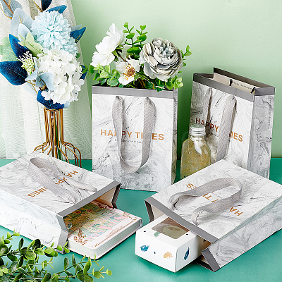 10Pcs Marble Pattern Paper Gift Bags ABAG-NB0001-48-1