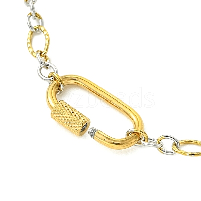 5MM Two Tone 304 Stainless Steel Textured Figaro Chain Necklaces NJEW-JN06466-02-1