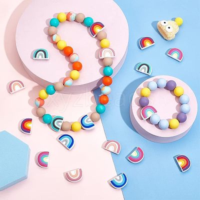 20Pcs 5 Colors Silicone Beads SIL-CA0001-09-1