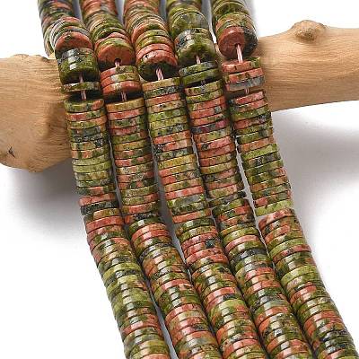 Natural Unakite Beads Strands G-G329-B04-8x1mm-1