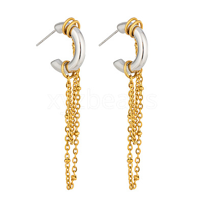 304 Stainless Steel Tassel Stud Earrings for Women BJ7288-1