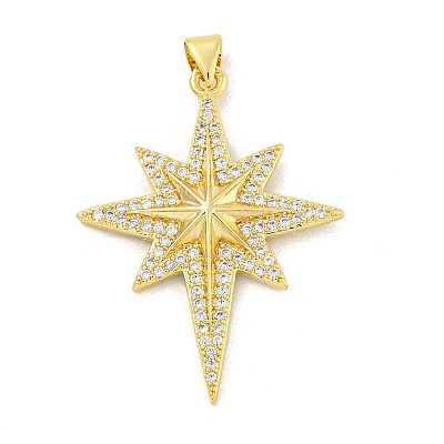 Rack Plating Brass Micro Pave Clear Cubic Zirconia Pendants KK-K341-72G-1