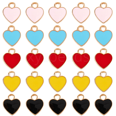 100Pcs 5 Colors Alloy Enamel Charms ENAM-SC0005-32-1