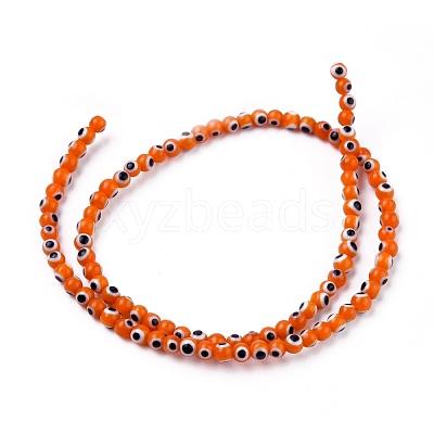 Handmade Evil Eye Lampwork Round Bead Strands X-LAMP-L055-4mm-03-1